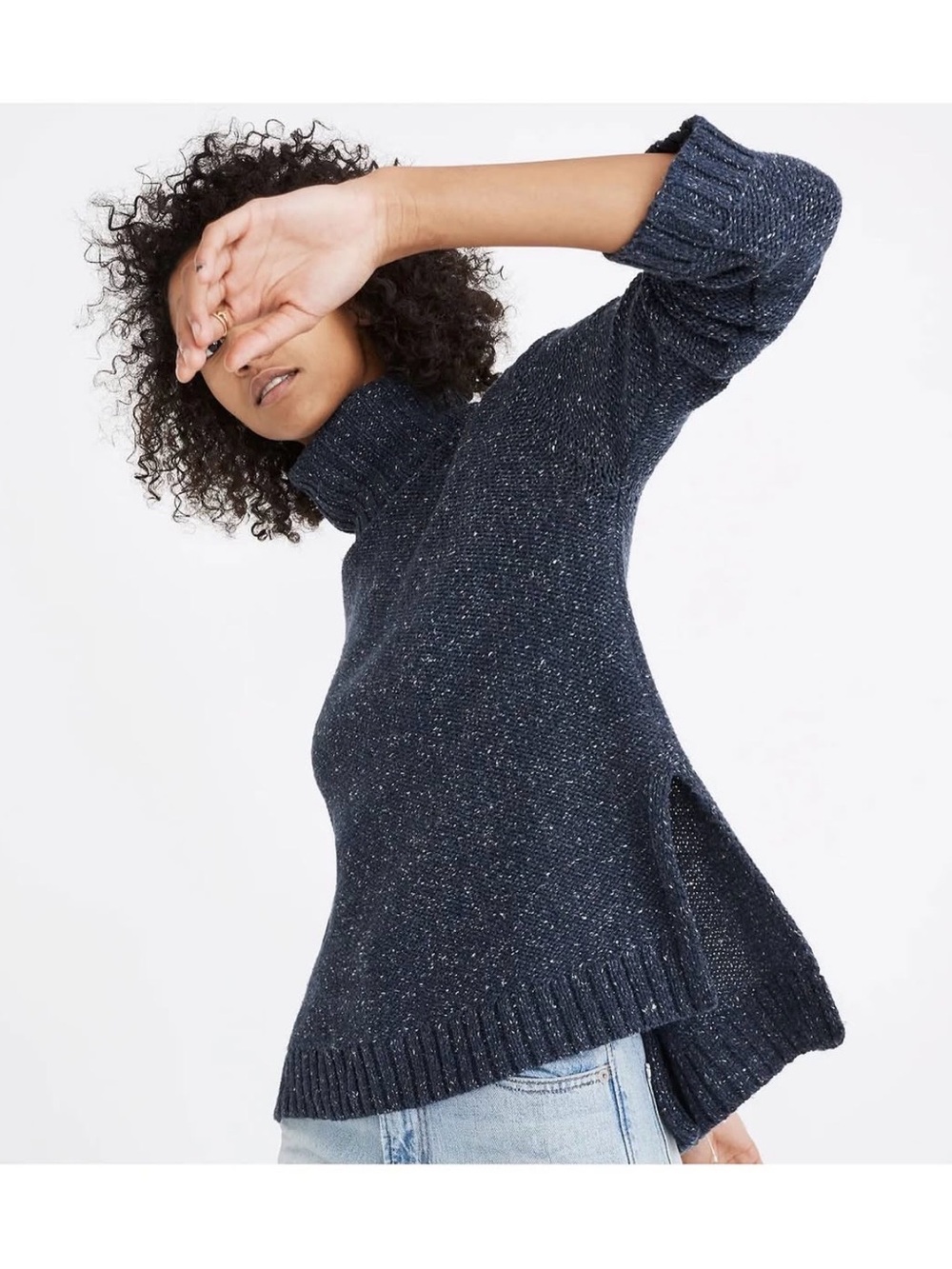 Madewell Navy Speckled Turtleneck Sweater
